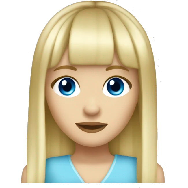 Hannah Montana with blue eyes and blond hair with bangs  emoji