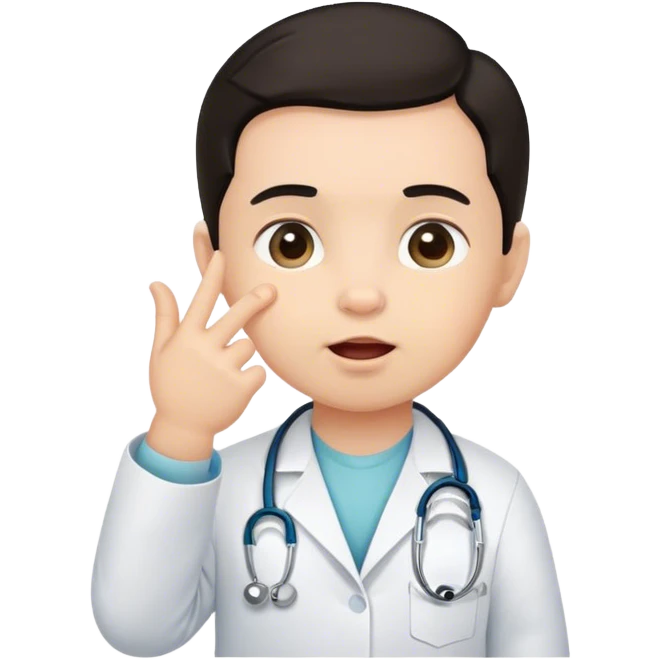 Baby doctor dark hair thumb sucking emoji