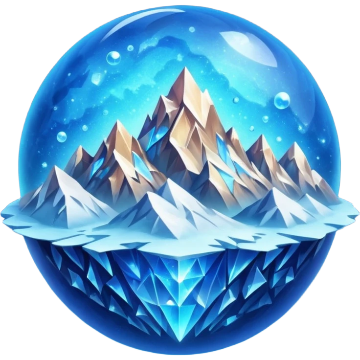 blue planet, crystal Planet, surface covered in glowing crystals mountains and dust emoji