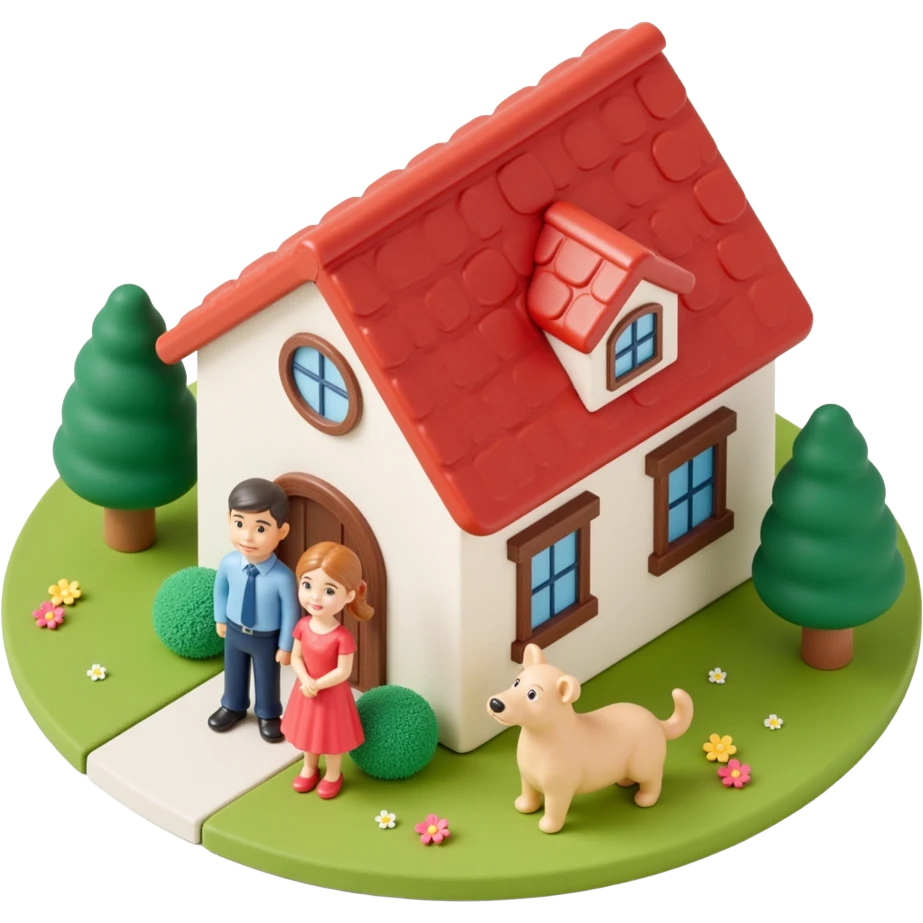 house with a family and pet emoji
