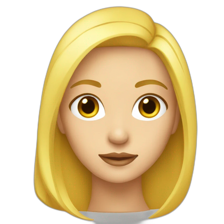 femme aux cheveux blond lisse et au yeux jaune emoji
