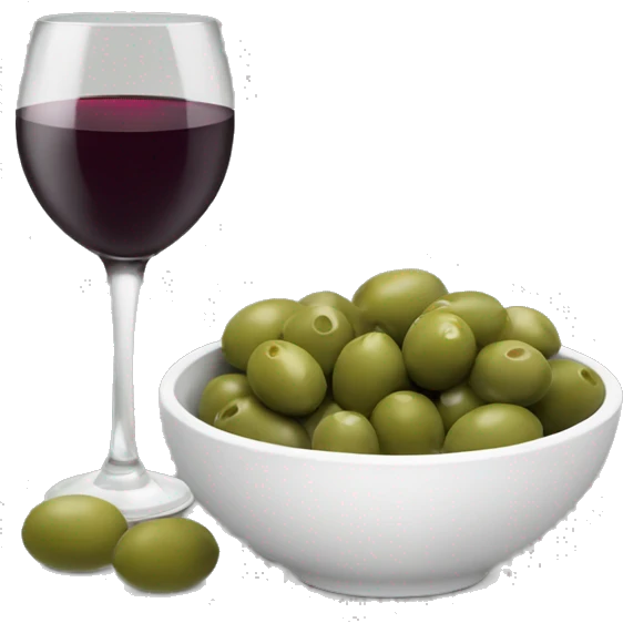 a bowl of green olives and glass of wine  emoji
