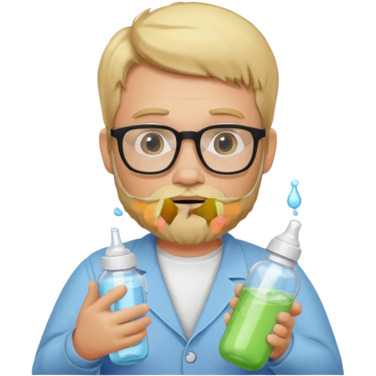 blonde bearded man with glasses with baby bottle emoji