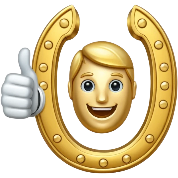 Emoji is an iron golden horseshoe with a thumbs up in the middle (Like) Vector emoji