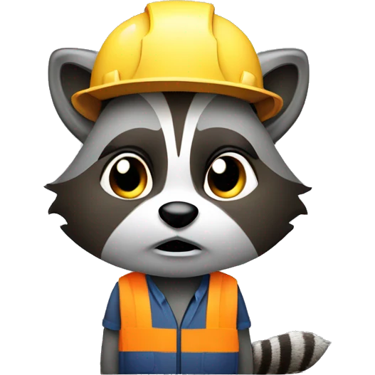Raccoon construction worker stressed emoji