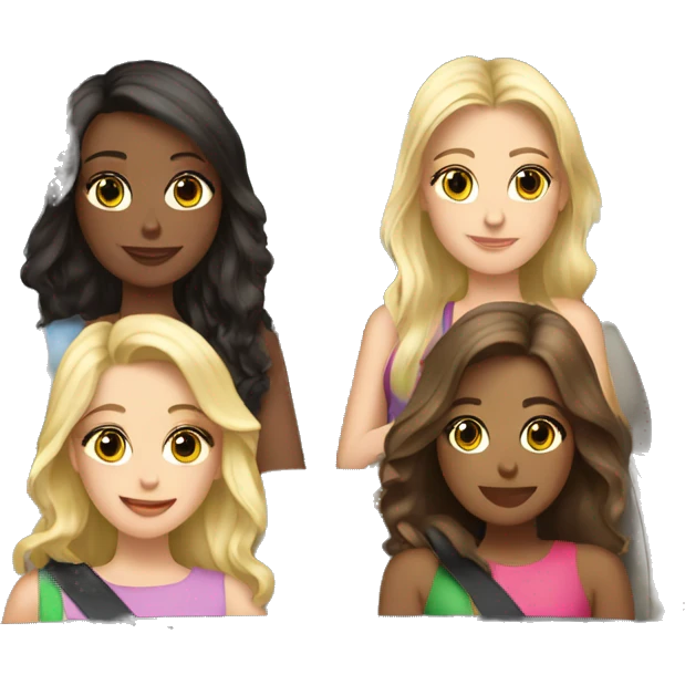 3 girls in a expensive car , one blonde girl , one brunette with wavy hair and one brunette with straight hair emoji