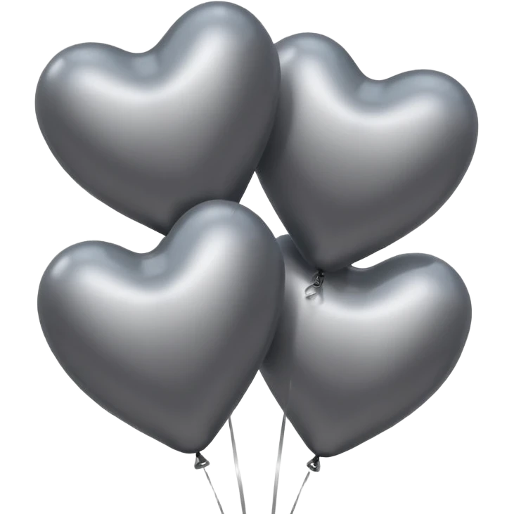 3 grey Satine hearts balloons  emoji