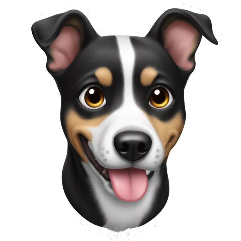 Black white dog with his tongue out emoji