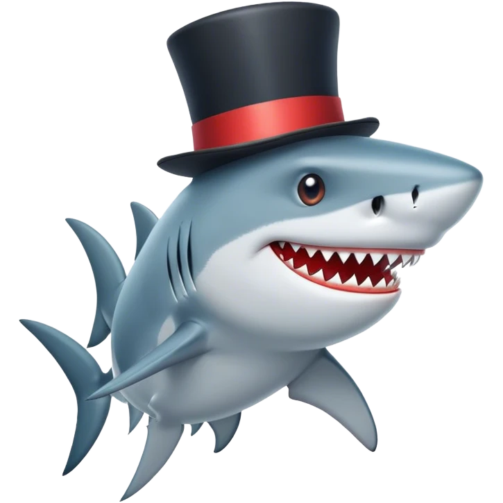 Shark with a top hat emoji