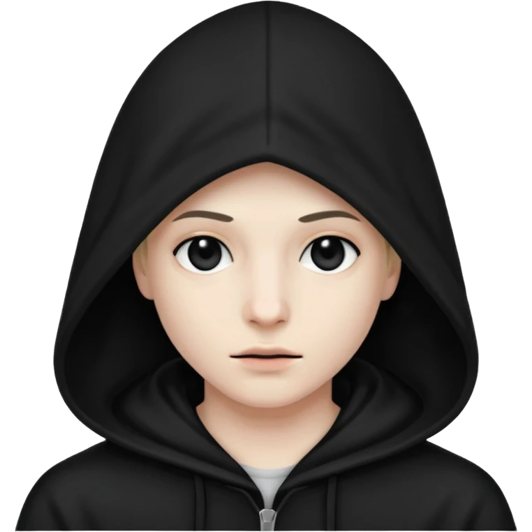 Scream white with black eyes and black hood emoji