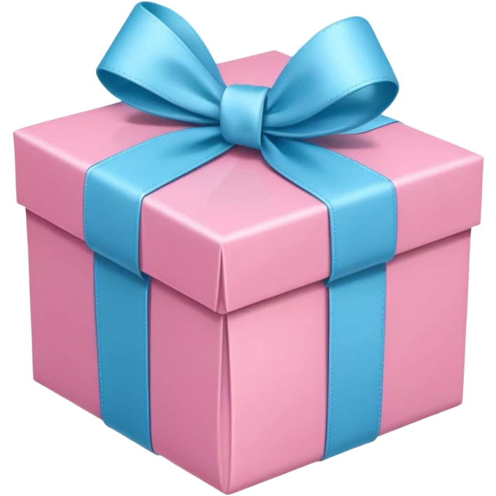 gift box with pink wrapping and pastel blue ribbon decoration emoji