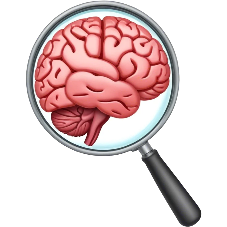 Magnifying glass with brain emoji