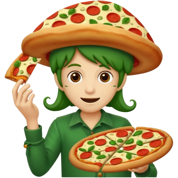 Duende verde comendo pizza emoji