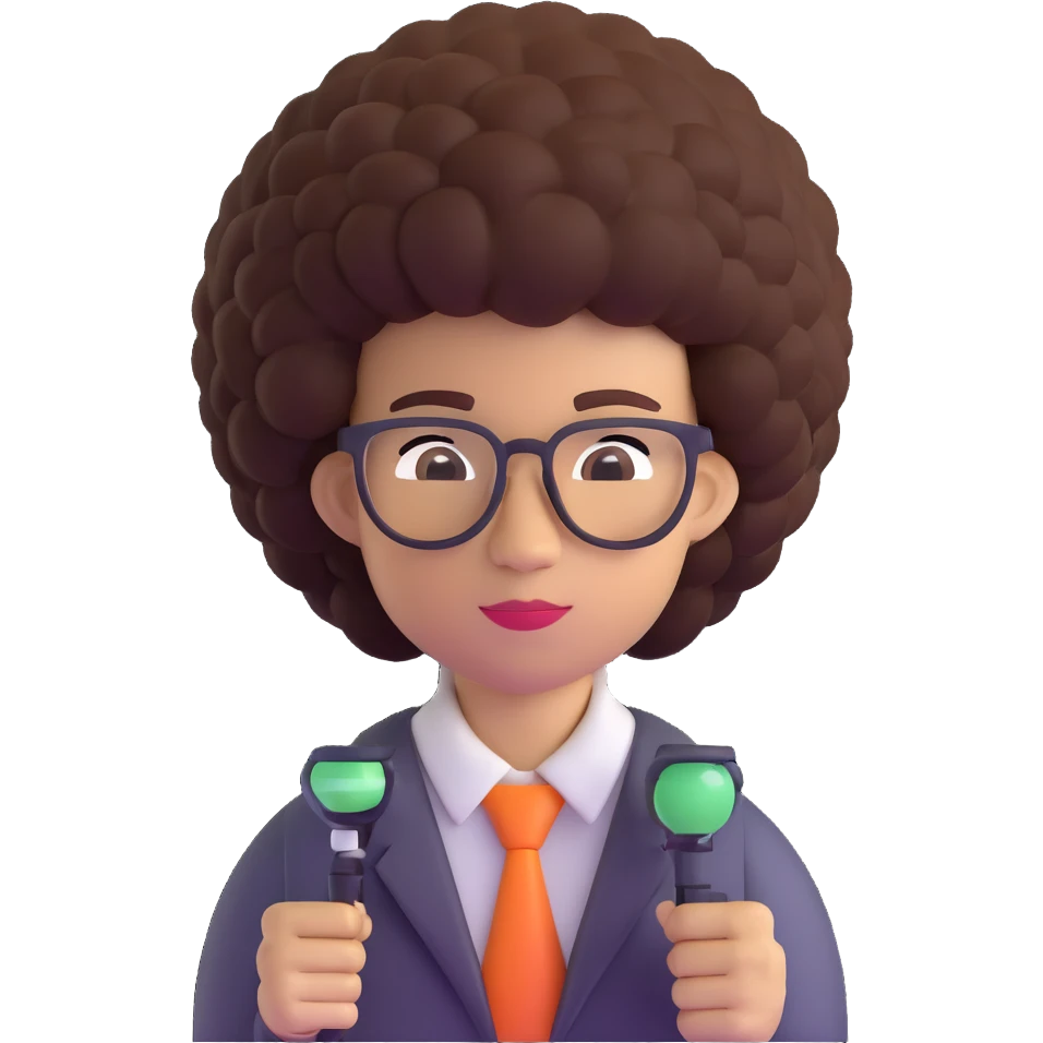 light skin nerd with afro emoji