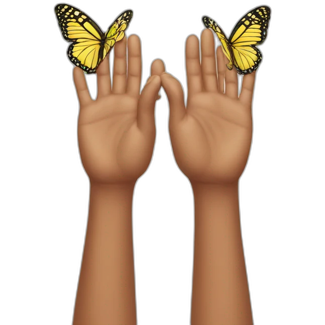 Two hands making a butterfly sign emoji
