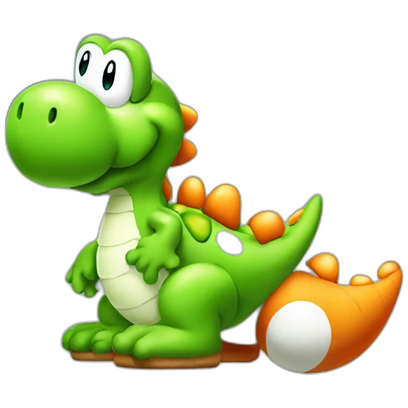 YOSHI from MARIO sitting with shoes on emoji