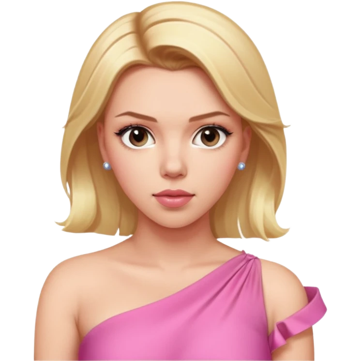 Scarlett Johansson with one shoulder stunning pink dress and blonde hair emoji