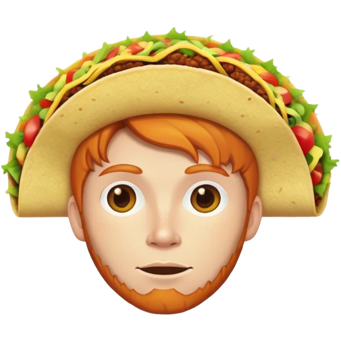 Ginger person with a taco head  emoji