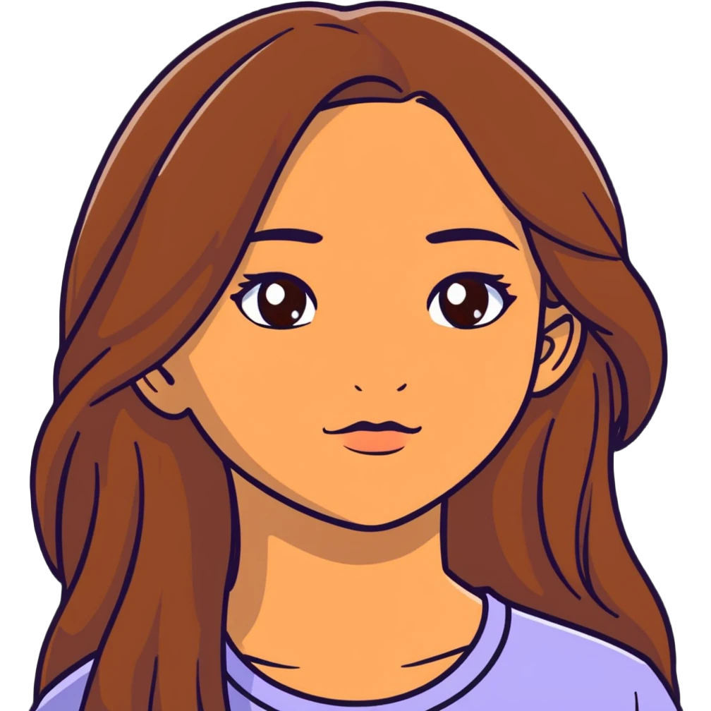 fair medium tan skin girl with hazel eyes and brown long hair emoji