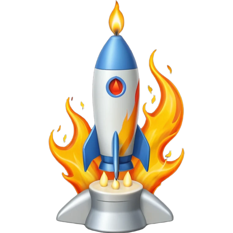 Yeah a rocket with a candle ON IT, so on it's side it must be 45 degree from the 360

So this: 🕯️

On a rocket emoji