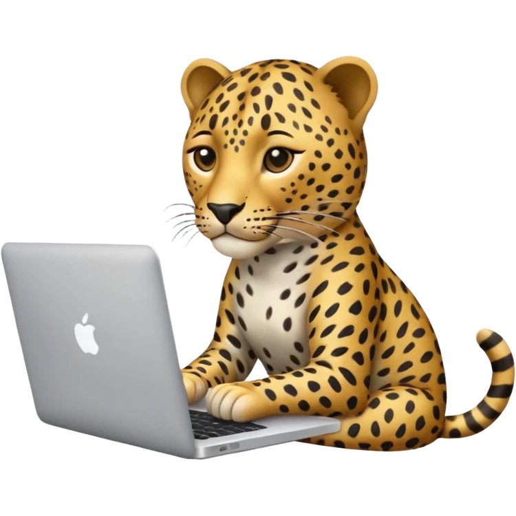 leopard working on a macbook emoji