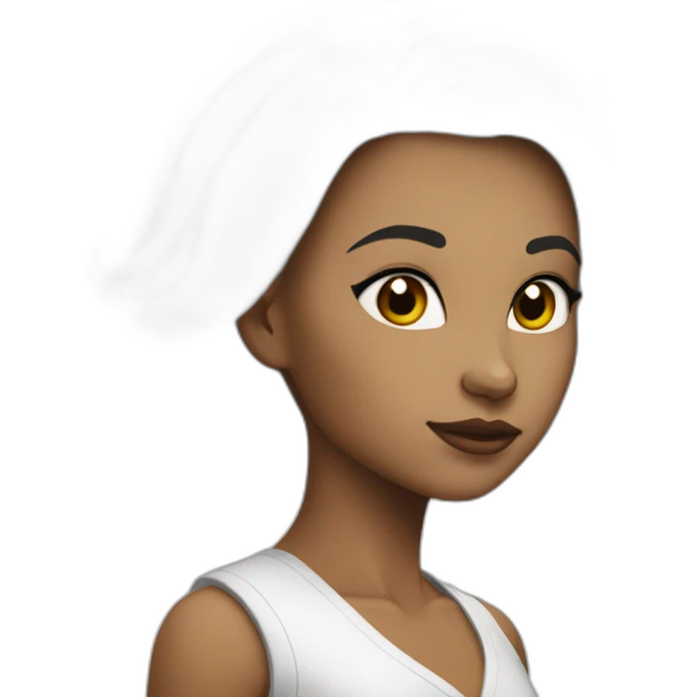 anissa la bdh blanche avec les cheveux noir lisse et long emoji