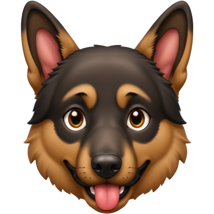 cartoon style dark German Shepherd dog with its tongue hanging out long emoji