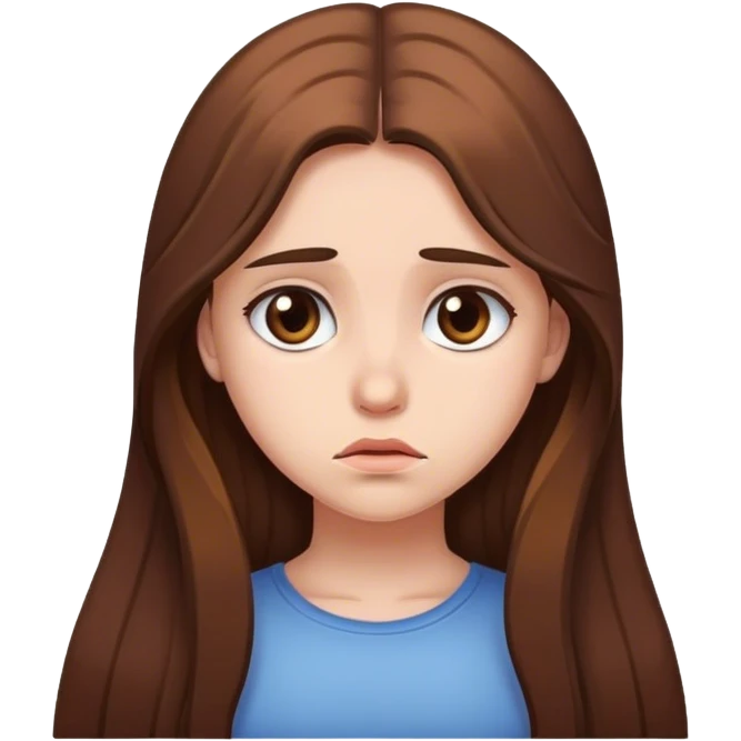 Sad girl with long brown hair emoji