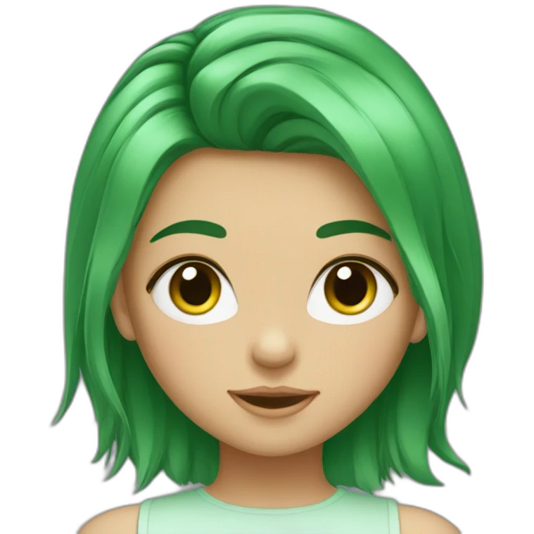 fille au cheveux chaton et yeux vert emoji