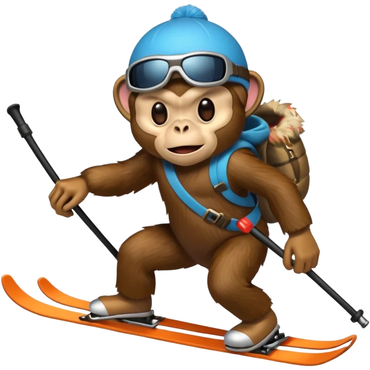 scary skiing monkey  emoji