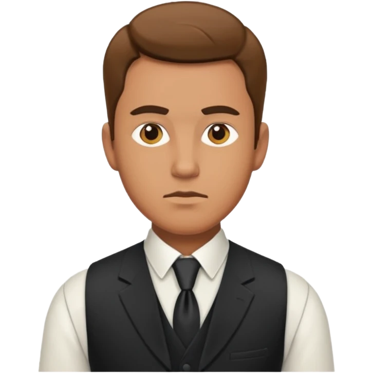 Adult man, wearing a formal vest, serious look
 emoji