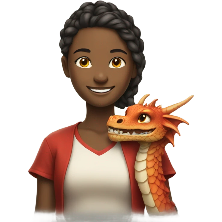 smiling girl with dragon emoji