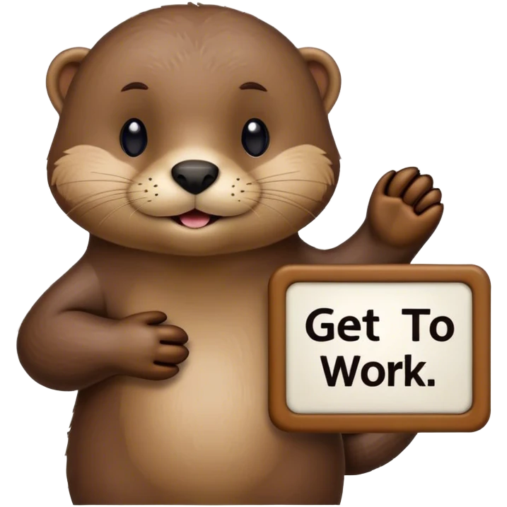 otter holding 1 sign that says get to work  emoji