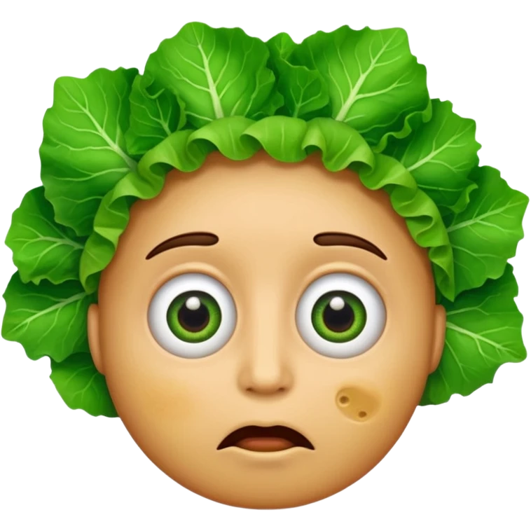 A surprised face with lettuce eyes emoji
