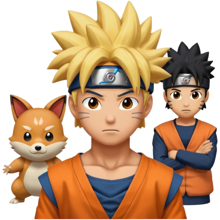 fais goku avec un melange de naruto et de 2 pkemon de ton choi aussi  emoji