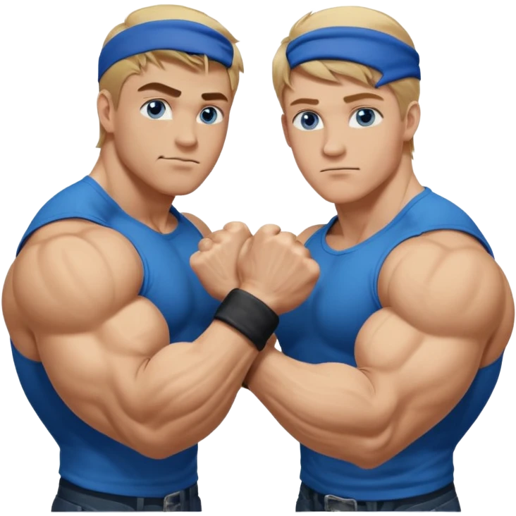 DIRTY BLONDE HAIR BLUE EYES BIG BICEPS FOR ARM WRESTLING YOUNG MAN emoji