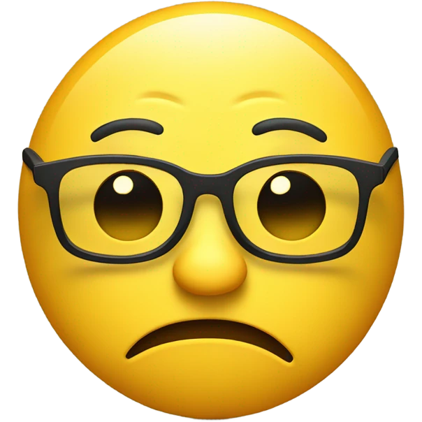 a yellow emoji with big glasses the emoji very negative  emoji