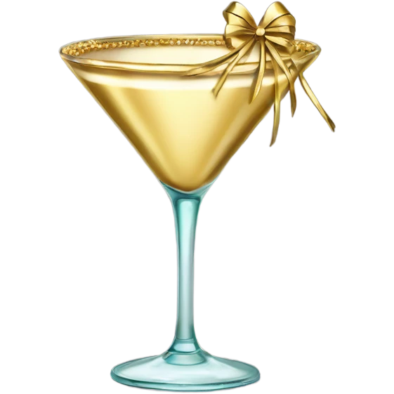 gold rimmed martini glass with tiny gold bows emoji