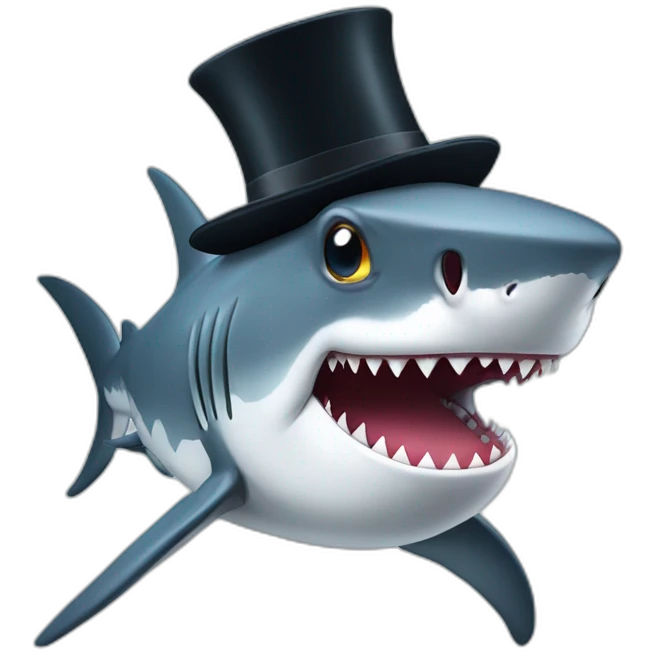 Shark with a top hat emoji