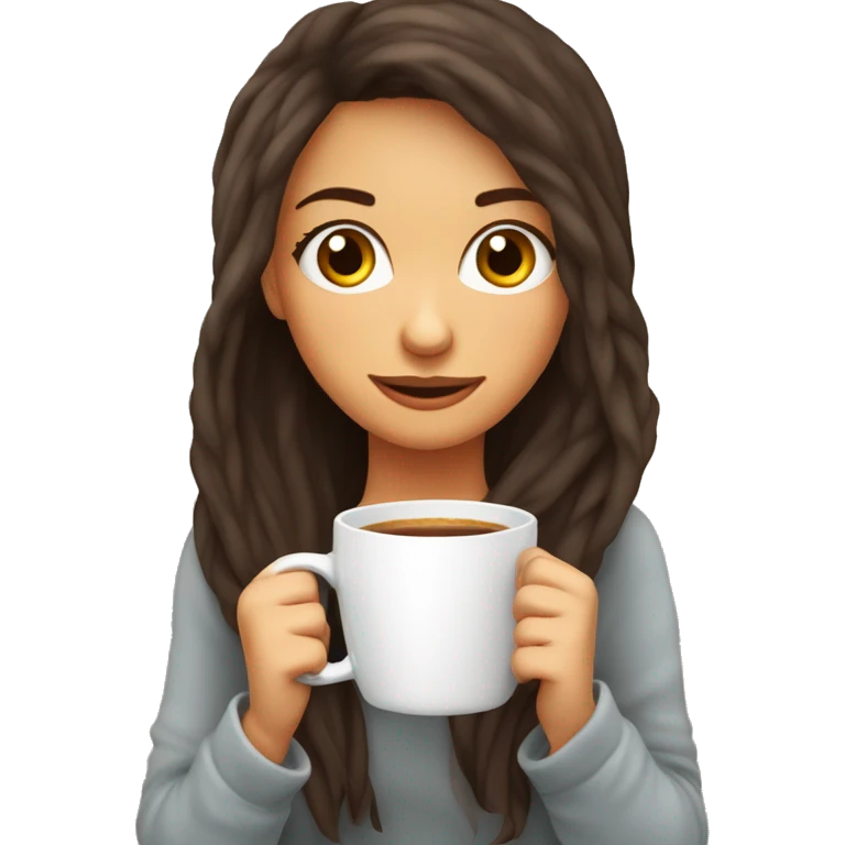 Ragazza dai capelli lunghi rossi avvolta nella coperta con una tazza in mano emoji