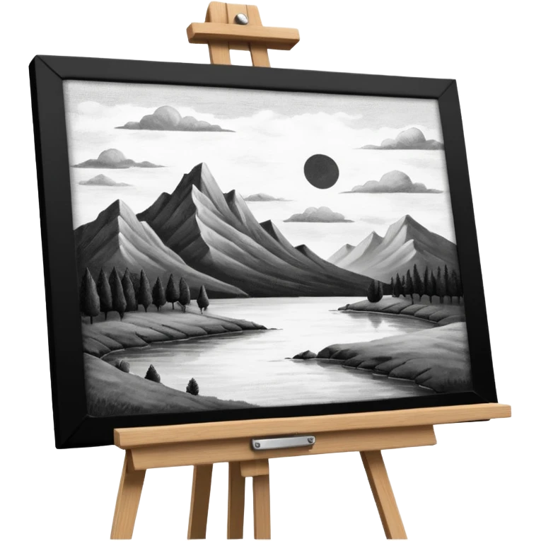Canvas with pencil sketch,canvas on easel emoji