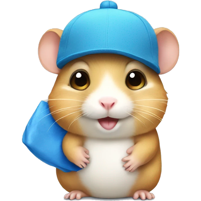 Beige hamster wearing a diaper with a blue dinosaur hat emoji