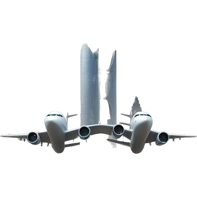a plane and two towers emoji