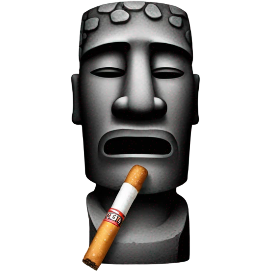 Moai emoji with ciggerate emoji emoji
