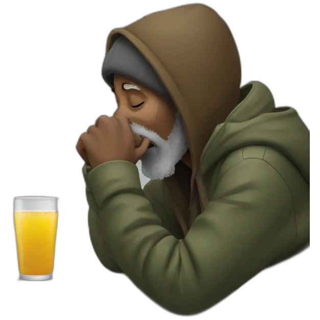 homeless drinking something emoji