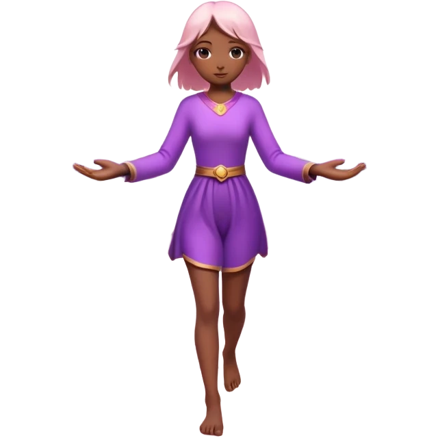 
A small figure walks across a glowing bridge, holding soft pink and purple orbs in each hand—symbolizing compassion and forgiveness. A gentle heart aura trails behind them, showing healing in motion. emoji
