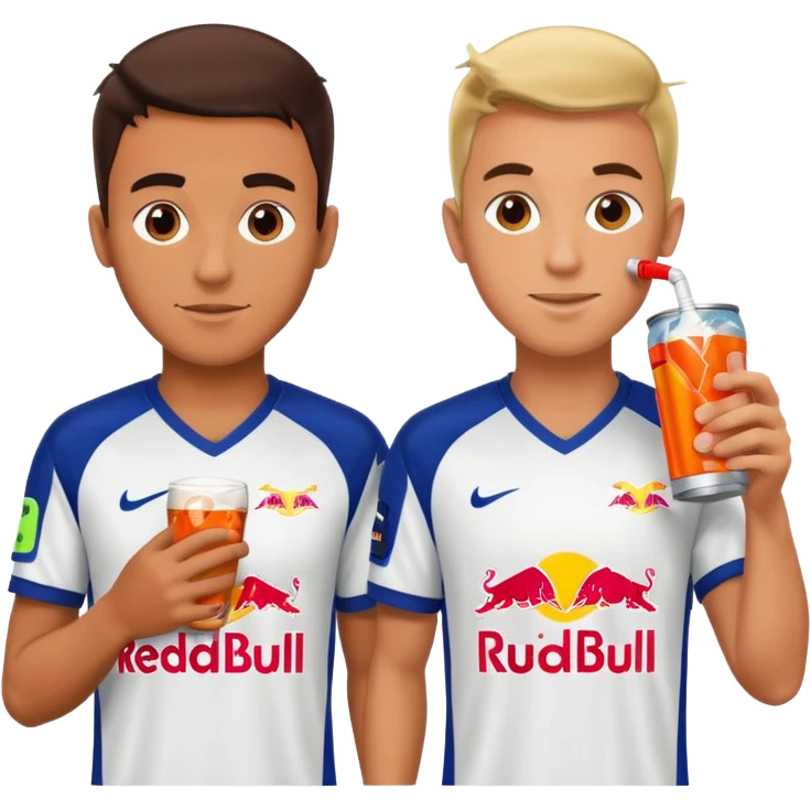 Red bull energy drink imogi for soccer players drinking red bull energy drink while playing soccer emoji