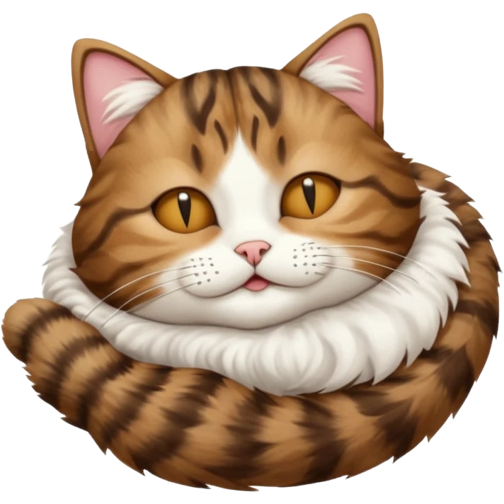 dark brown tabby and white cat upside down with eyes closed emoji