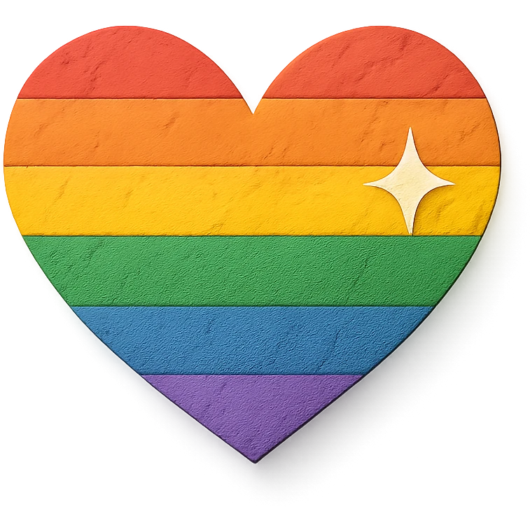 rainbow pride heart, paper craft style, no text, with a sparkle effect emoji