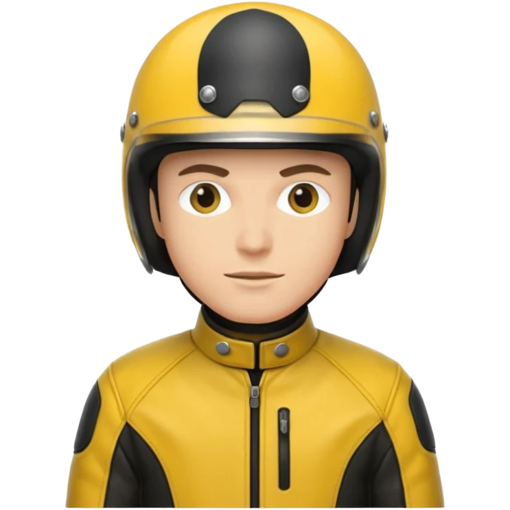 Biker in black helmet wearing yellow jacket emoji